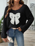 'Freya' Bow Long Sleeve Sweater - Celes Fashion